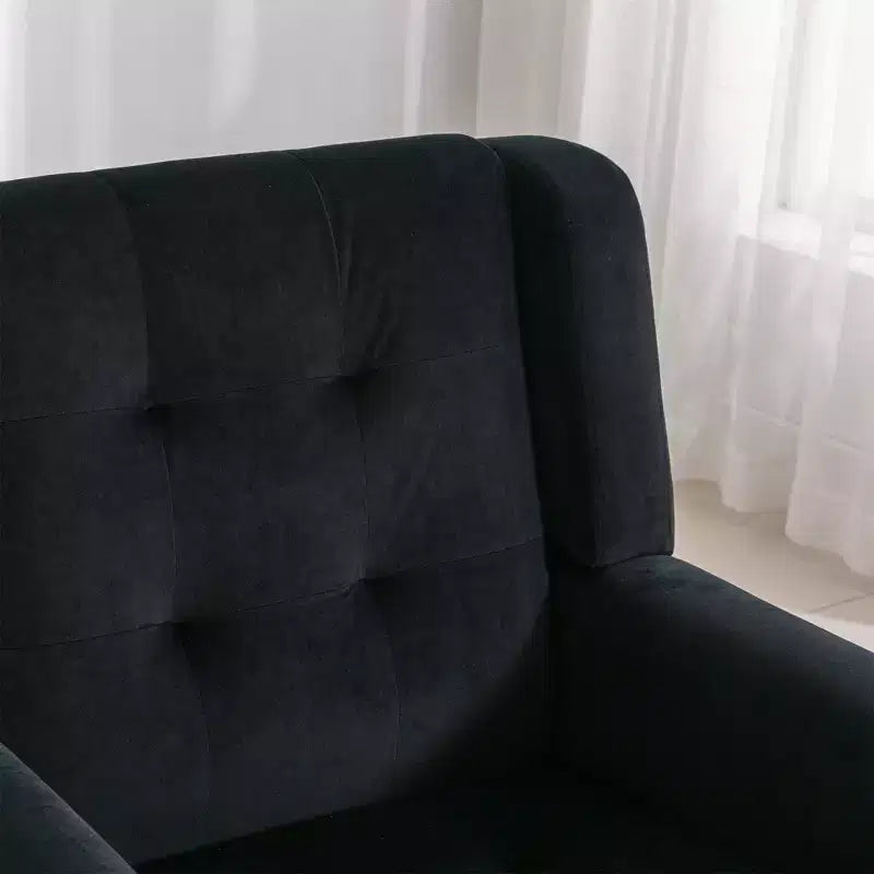 Poltrona d'accento in velluto grigio con braccioli, seduta singola, gambe in legno nero