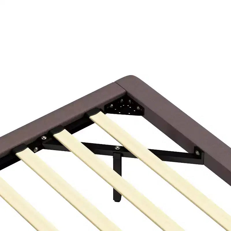 Letto a piattaforma flottante in pelle PU caffè/verde con LED, Full/Queen, 1-2 persone