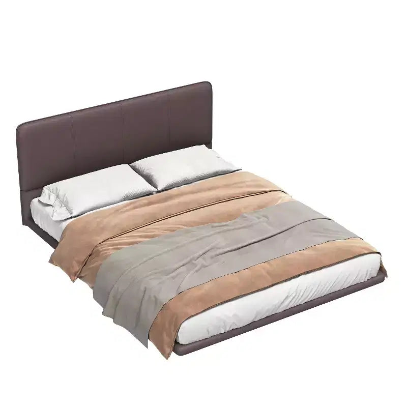 Letto a piattaforma flottante in pelle PU caffè/verde con LED, Full/Queen, 1-2 persone