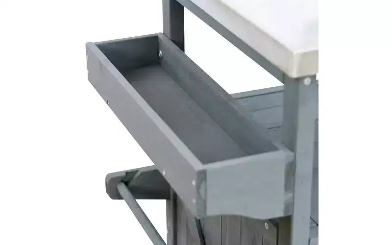 Isola da Cucina Mobile da Esterno Grigio-Azzurro con Top in Acciaio Inox, Stile Rustico, Uso Individuale