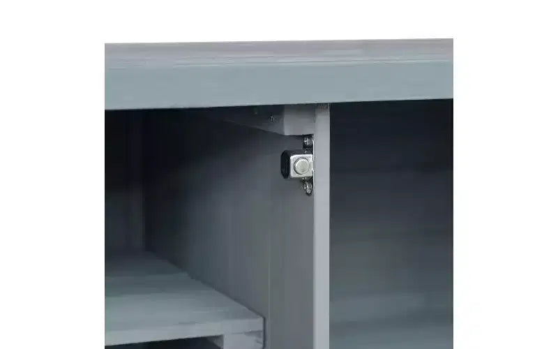 Isola da Cucina Mobile da Esterno Grigio-Azzurro con Top in Acciaio Inox, Stile Rustico, Uso Individuale