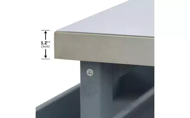 Isola da Cucina Mobile da Esterno Grigio-Azzurro con Top in Acciaio Inox, Stile Rustico, Uso Individuale